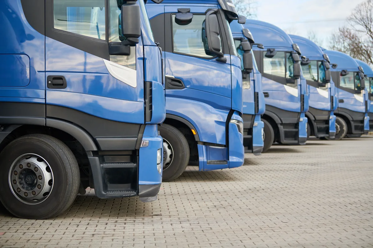 Row of HGV cabs managed under an operator licence