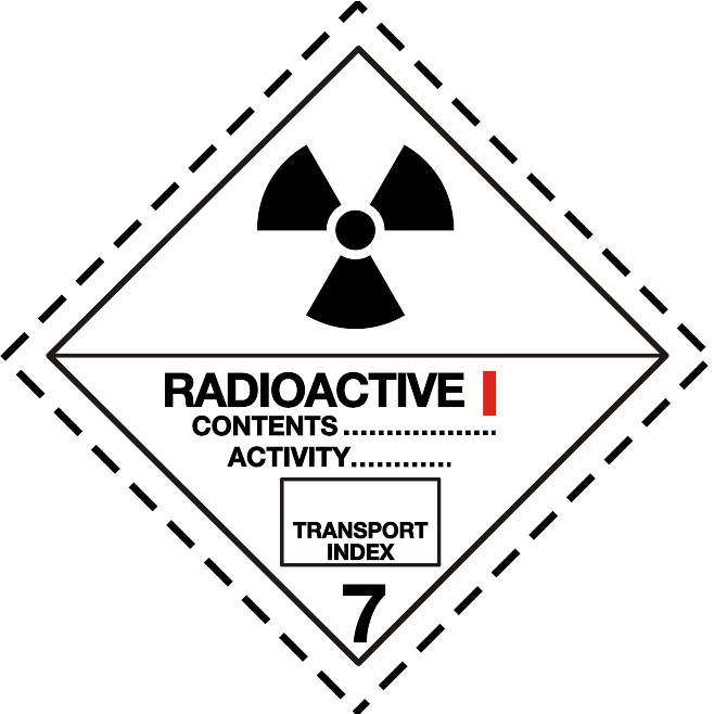 ADR Class 7 Category I White radioactive label